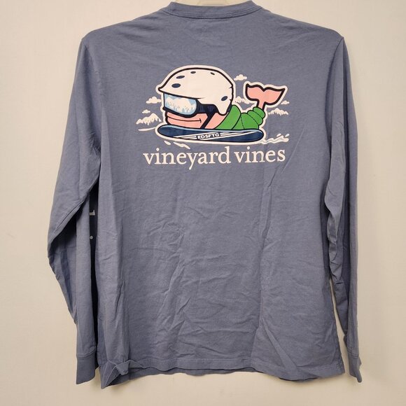 Vineyard Vines Long Sleeve T-Shirt Pocket Blue Winter Snowboarding Mens Medium‎ - Picture 6 of 12